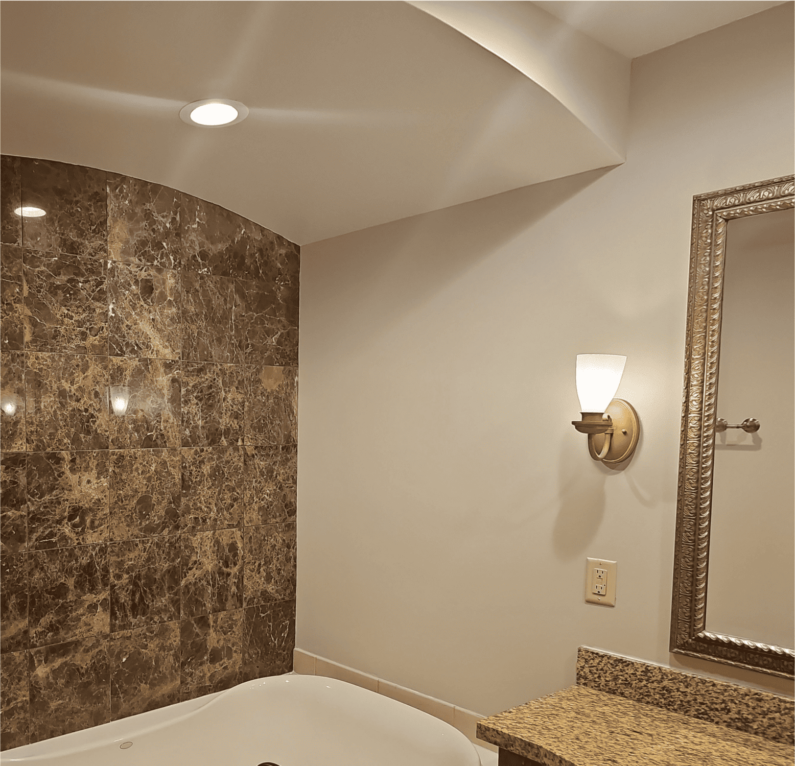Modern white and brown bathroom