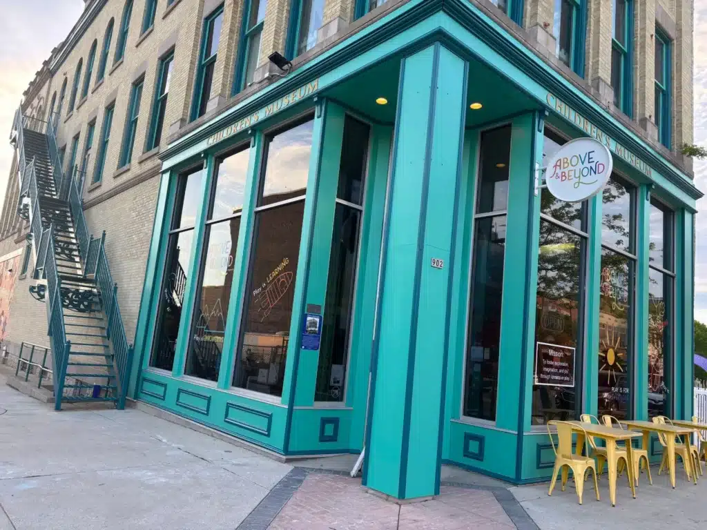 Turquoise Commercial Storefront Painting Freshly painted exterior storefront in Wisconsin